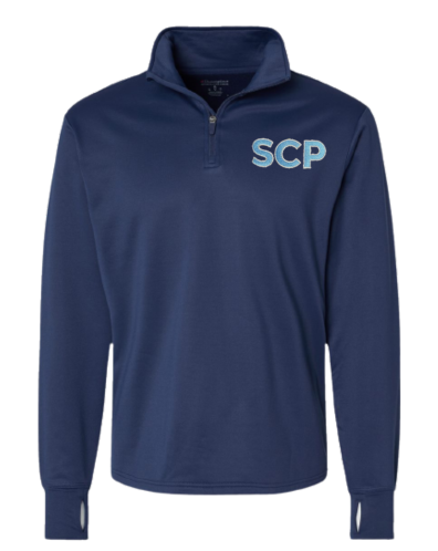 Champion Quarter Zip Pullover Sweatshirt-EMBROIDERED SCP Left Chest Logo