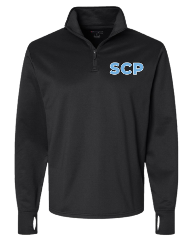 Champion Quarter Zip Pullover Sweatshirt-SCP Left Chest Logo