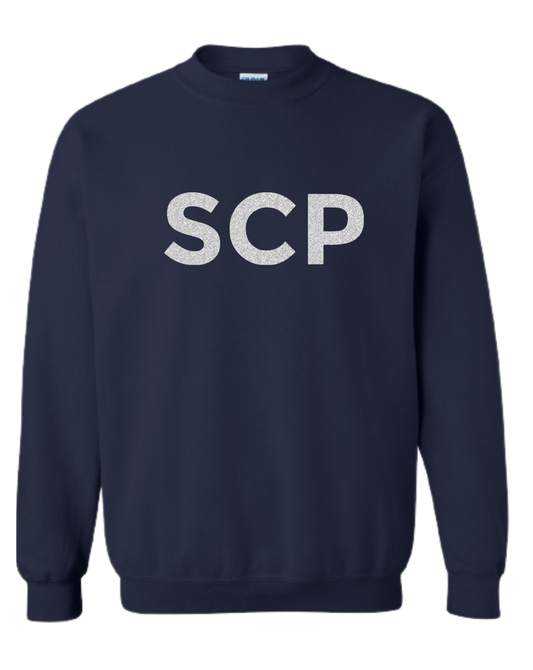 YOUTH Crewneck Sweatshirt-GLITTER SCP Center Chest Logo