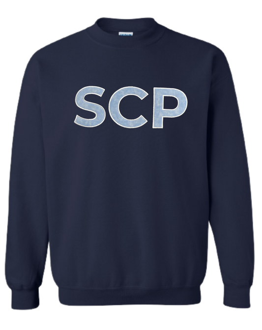 Crewneck Sweatshirt-EMBROIDERED SCP APPLIQUE Center Chest Logo