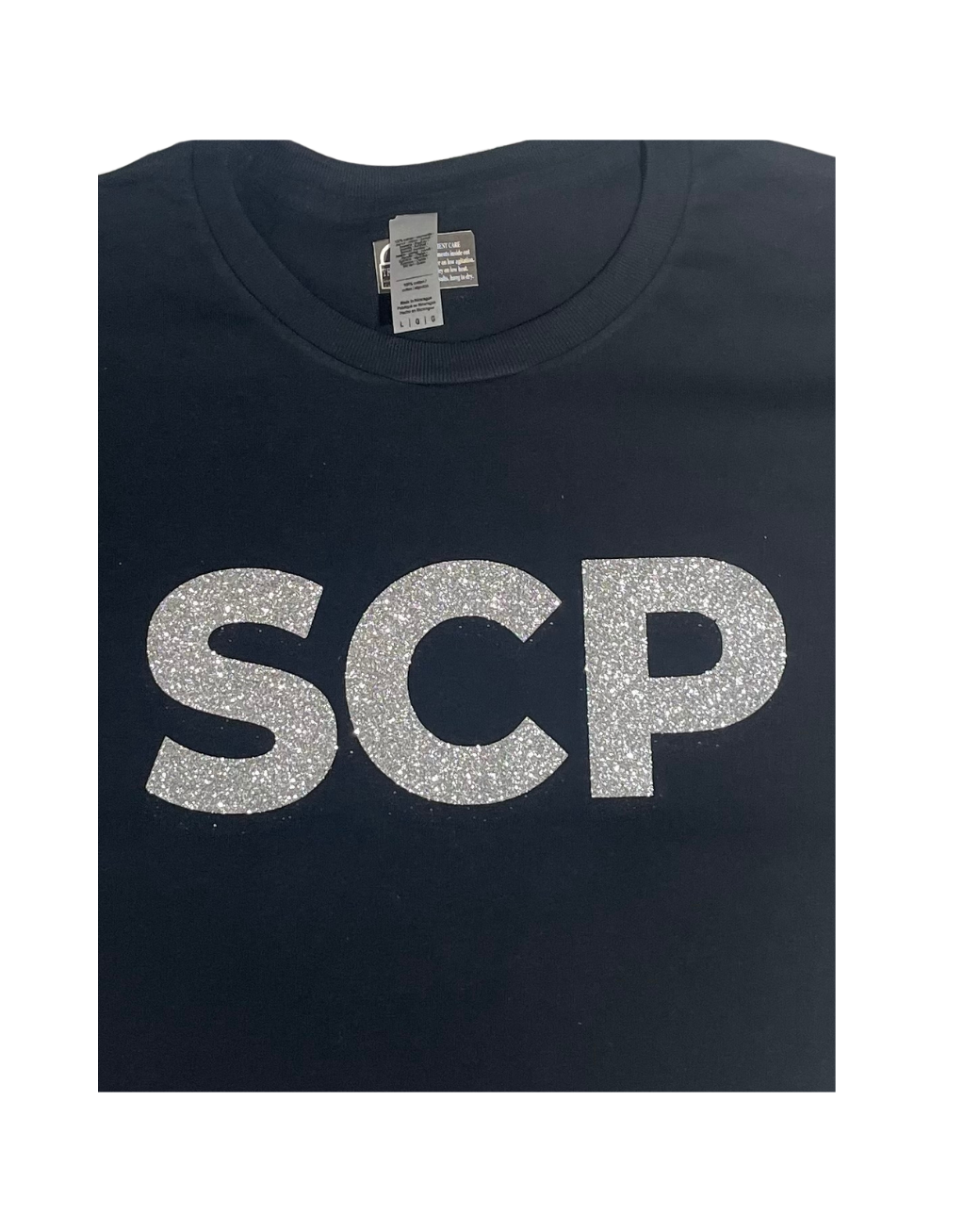 Crewneck T-shirt -GLITTER SCP Center Chest Logo