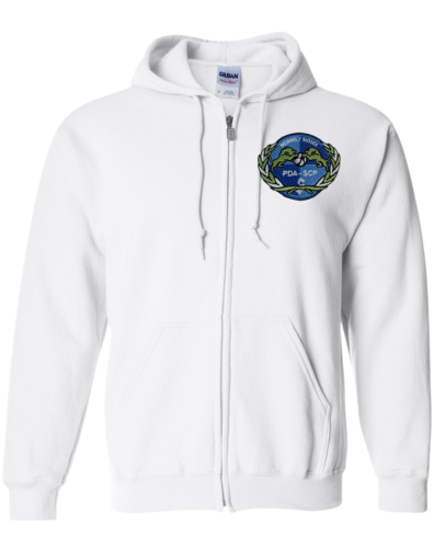 SCP Full-Zip Hoodie – Embroidered “PDA/SCP” Left-Chest Logo – Adult