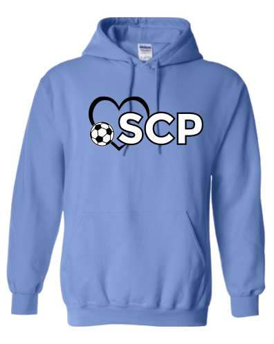SCP Hoodie – “SCP" Logo + Heart & Soccer Ball Front Design – Adult
