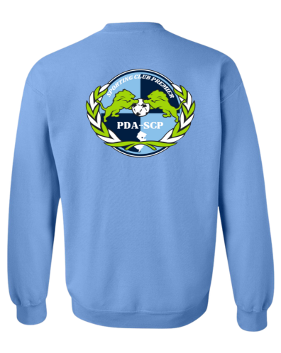 SCP Crewneck Sweatshirt – “PDA/SCP” Back Design + Center-Chest Logo – Youth