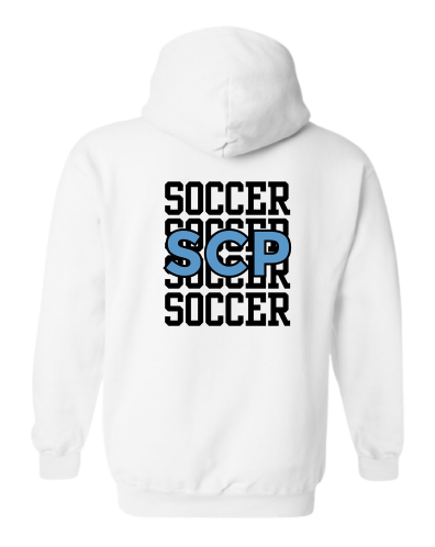SCP Hoodie – Stacked “SOCCER / SCP” Back Design – Adult