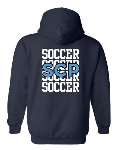 SCP Hoodie – Stacked “SOCCER / SCP” Back Design – Youth