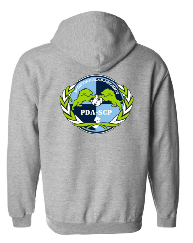 SCP Hoodie – “PDA/SCP” Back-Center + Front-Chest Logo – Youth