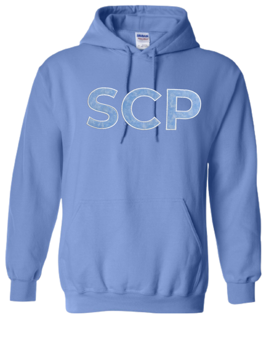 Hoodie Sweatshirt-EMBROIDERED SCP APPLIQUE Center Chest Logo