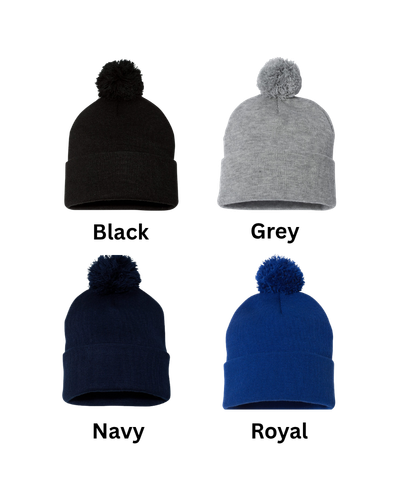 SCP Cuffed Pom-Pom Beanie – Embroidered Logo – Adult/Young Adult
