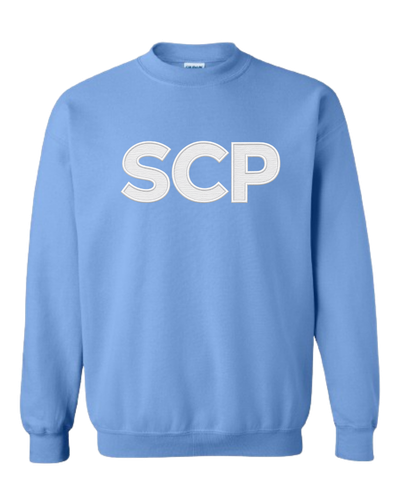 SCP Crewneck Sweatshirt – Embroidered “SCP” Logo – Center-Chest – Adult