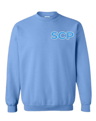 SCP Crewneck Sweatshirt – Embroidered “SCP” Left-Chest Logo – Adult