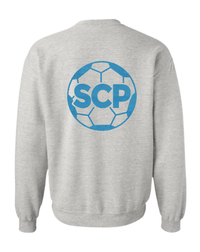SCP Crewneck Sweatshirt – “SCP” Soccer Ball -Back Design (Glitter) – Adult