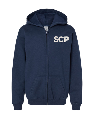 SCP Full-Zip Hoodie – Embroidered “SCP” Left-Chest Logo – Youth