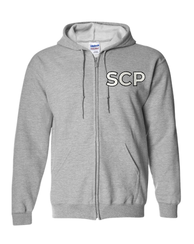 SCP Full-Zip Hoodie – Embroidered “SCP” Left-Chest Logo – Adult
