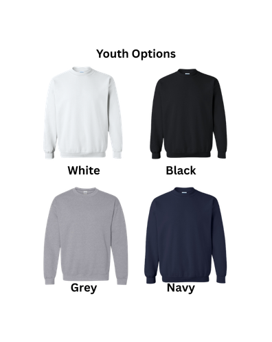 SCP Crewneck Sweatshirt – Embroidered “SCP” Appliqué – Center-Chest Logo – Youth