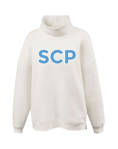 SCP Oversized Mockneck Sweatshirt – Pennant – “SCP” Center-Chest Logo - Women's