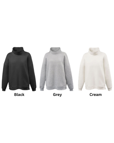 SCP Oversized Mockneck Sweatshirt – Pennant – “SCP” Center-Chest Logo - Women's