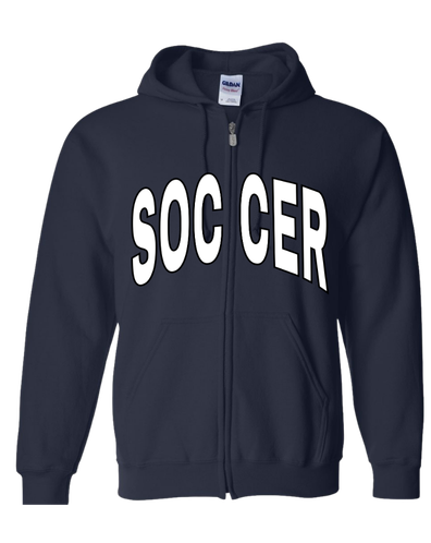SCP Full-Zip Hoodie – “SOCCER” Split Front Design (Logo on Sleeve – Optional) – Adult