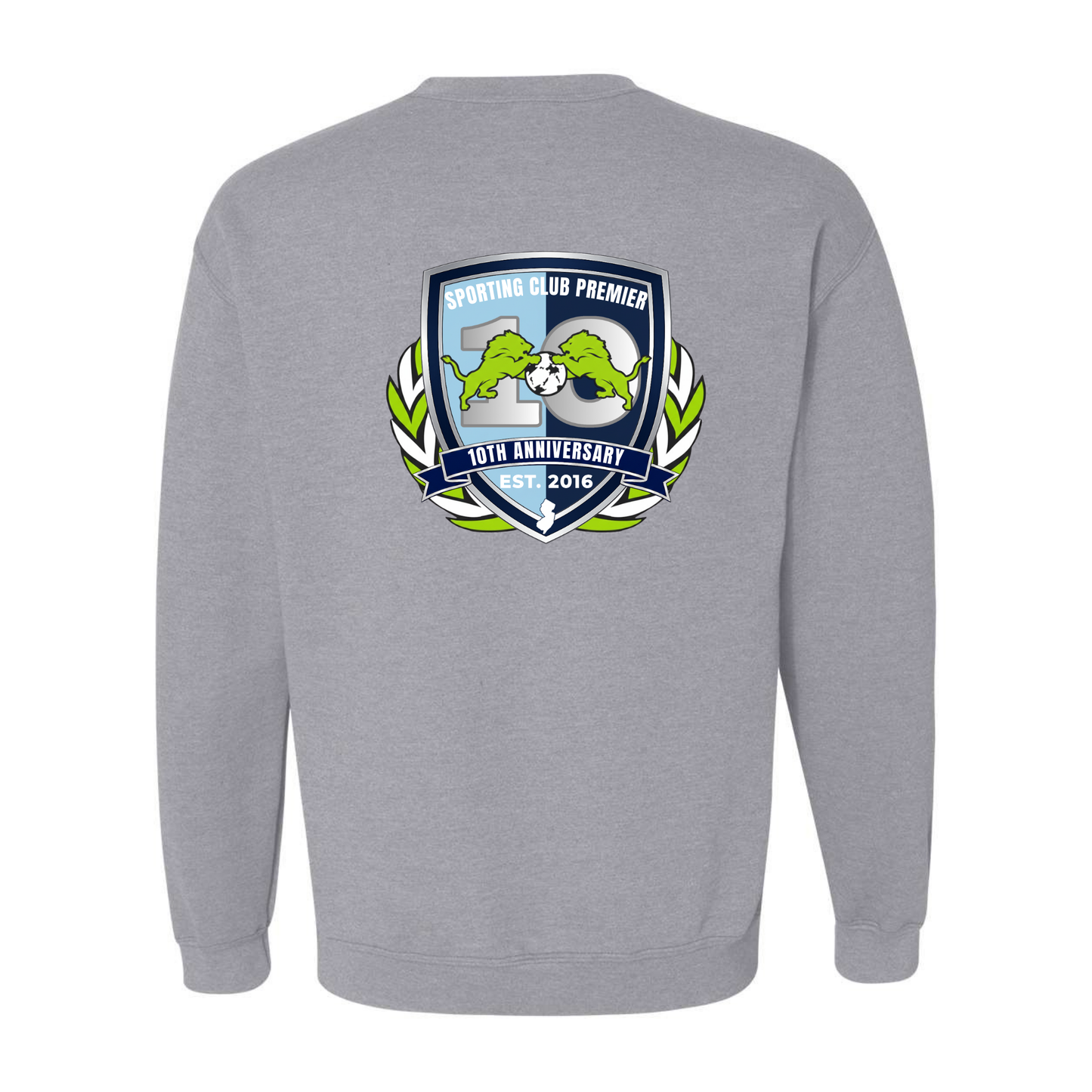 10th Anniversary Crewneck – (Emblem or Badge) Back Center – Youth