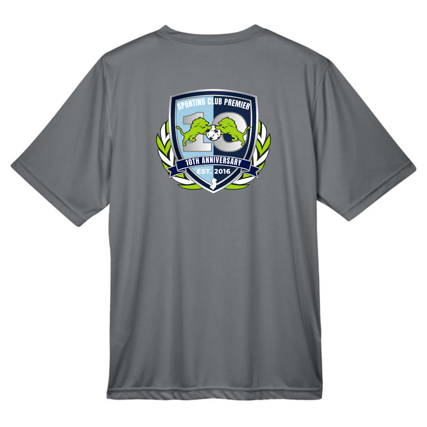 10th Anniversary Performance Tee – (Emblem or Badge) Back Center – Adult