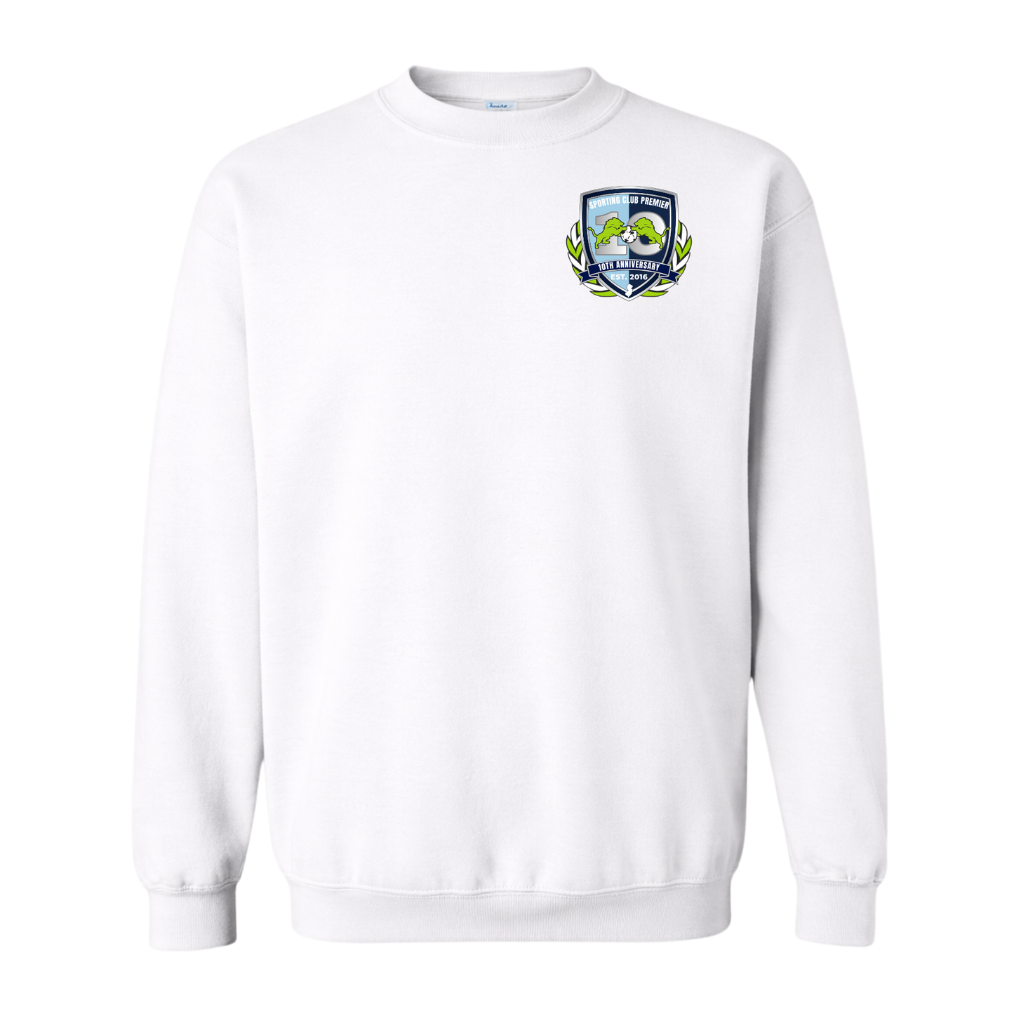 10th Anniversary Crewneck – Left Chest (Emblem or Badge) + Back Name Option – Youth