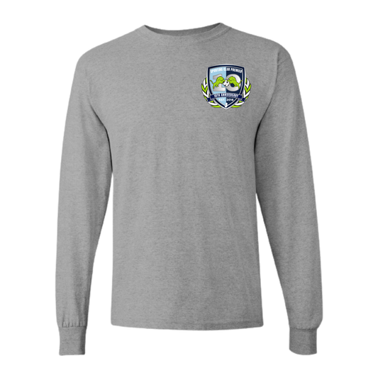 10th Anniversary Long Sleeve Tee – Sleeve Logo (Emblem or Badge) + Back Name Option – Adult
