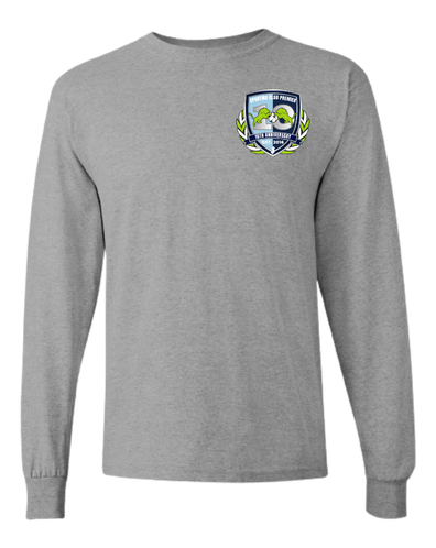 10th Anniversary Long Sleeve Tee – Sleeve Logo (Emblem or Badge) + Back Name Option – Youth