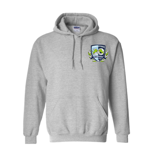 10th Anniversary Hoodie – Left Chest (Emblem or Badge) + Back Name Option – Youth