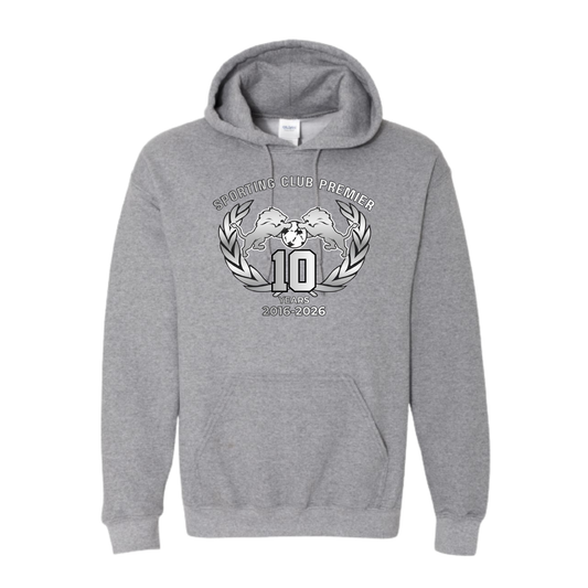 10th Anniversary Hoodie – Emblem Center Chest – Adult