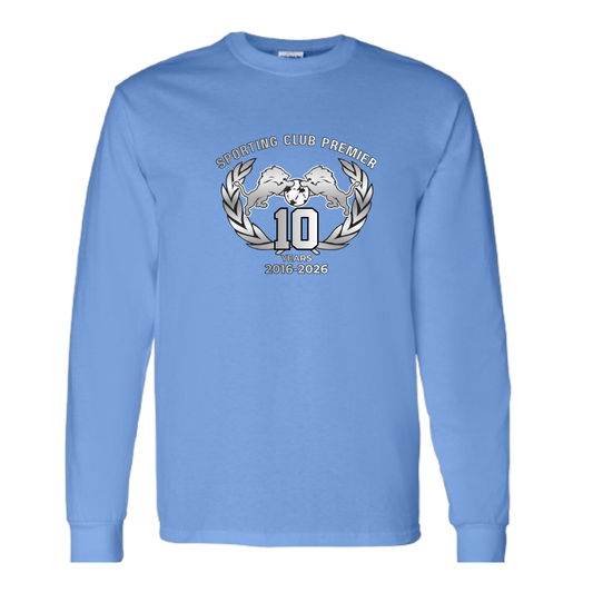10th Anniversary Long Sleeve Tee – Emblem Center Chest – Adult