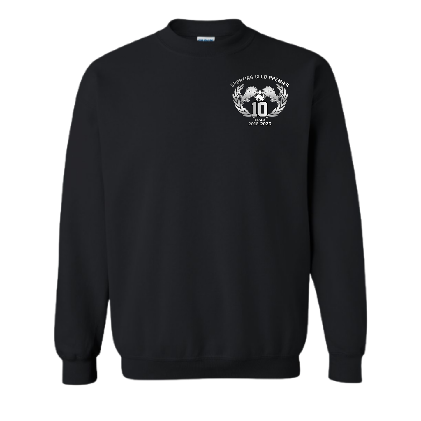 10th Anniversary Crewneck – Left Chest (Emblem or Badge) + Back Name Option – Youth