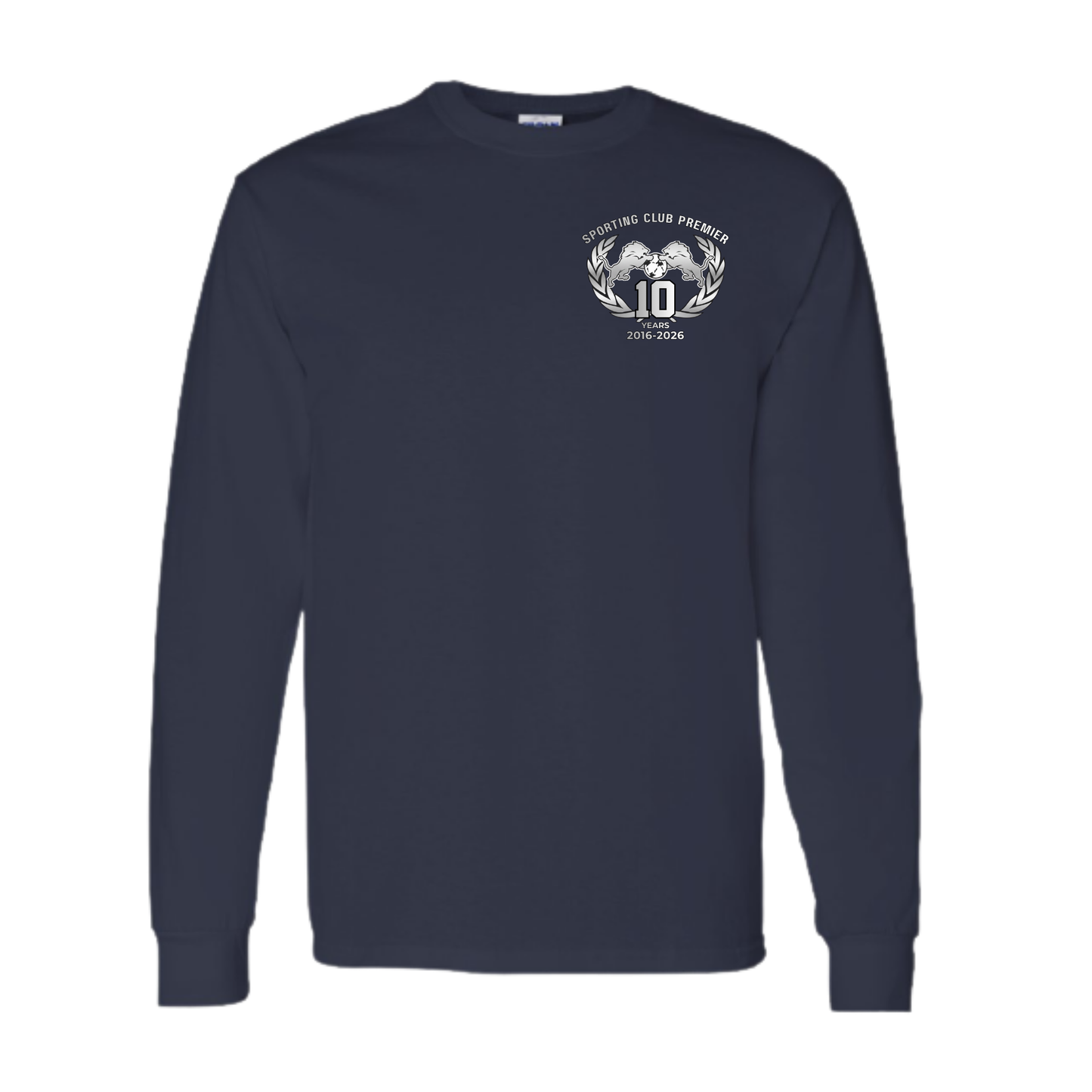 10th Anniversary Long Sleeve Tee – Sleeve Logo (Emblem or Badge) + Back Name Option – Youth