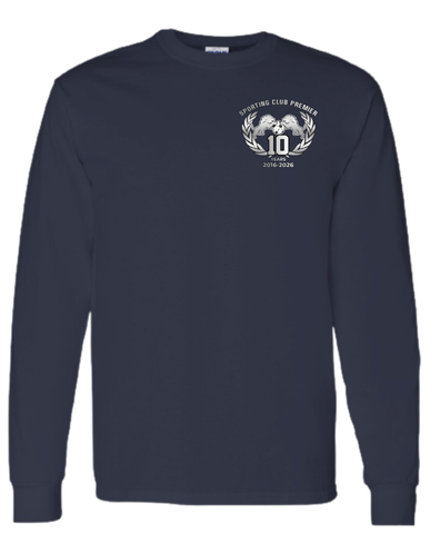 10th Anniversary Long Sleeve Tee – Sleeve Logo (Emblem or Badge) + Back Name Option – Youth