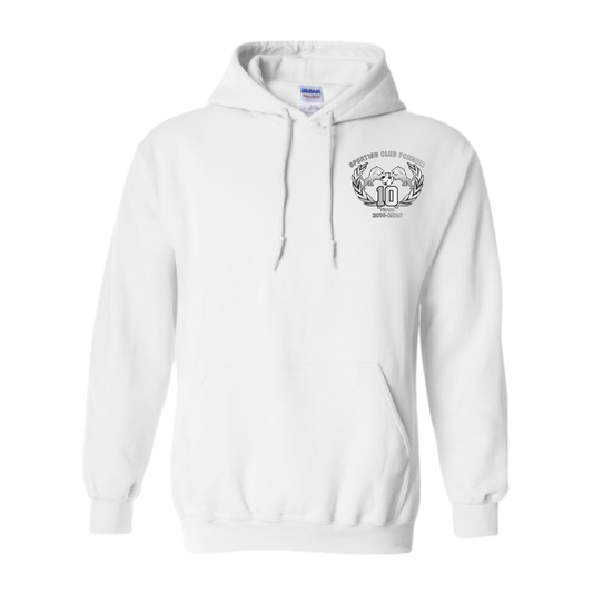 10th Anniversary Hoodie – Left Chest (Emblem or Badge) + Back Name Option – Adult