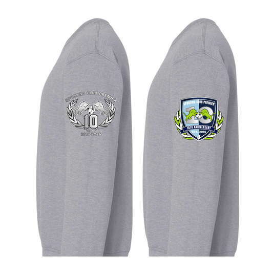 10th Anniversary Crewneck – Sleeve Logo (Emblem or Badge) + Back Name Option – Adult