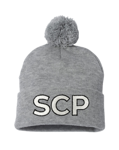 Cuffed Pom-Pom Beanie-EMBROIDERED SCP Logo