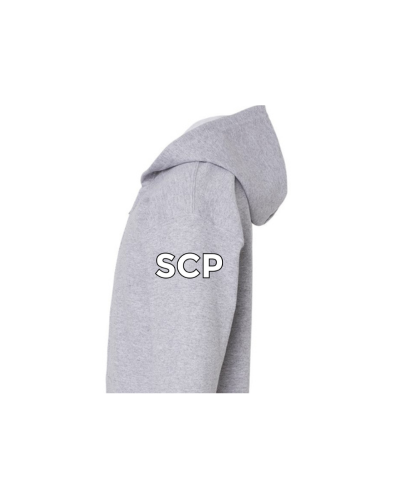 SCP Full-Zip Hoodie – “SOCCER” Split Front Design (Logo on Sleeve – Optional) – Youth
