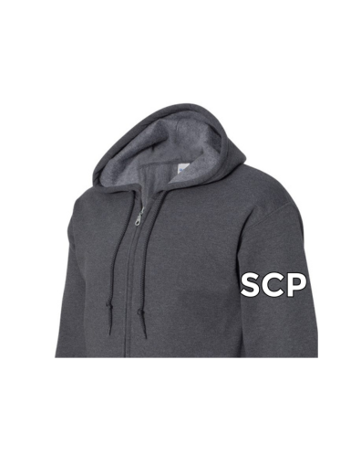 SCP Full-Zip Hoodie – “SOCCER” Split Front Design (Logo on Sleeve – Optional) – Adult