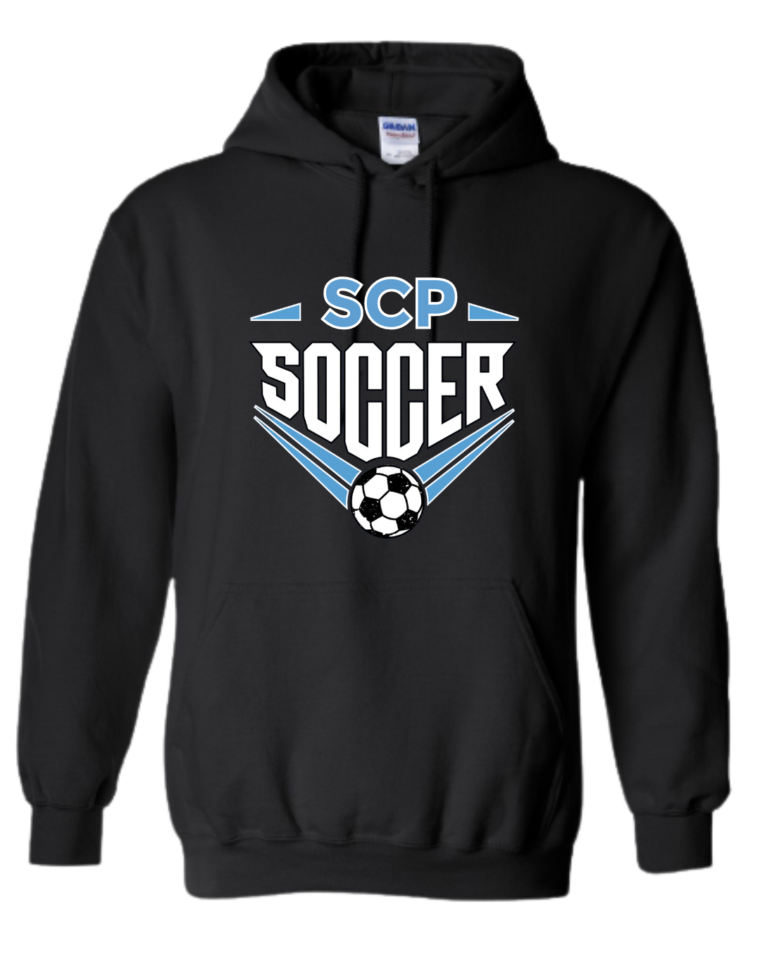 Hoodie Sweatshirt-SCP SOCCER Center Front Design with option of Player # on sleeve