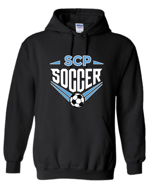 Hoodie Sweatshirt-SCP SOCCER Center Front Design with option of Player # on sleeve