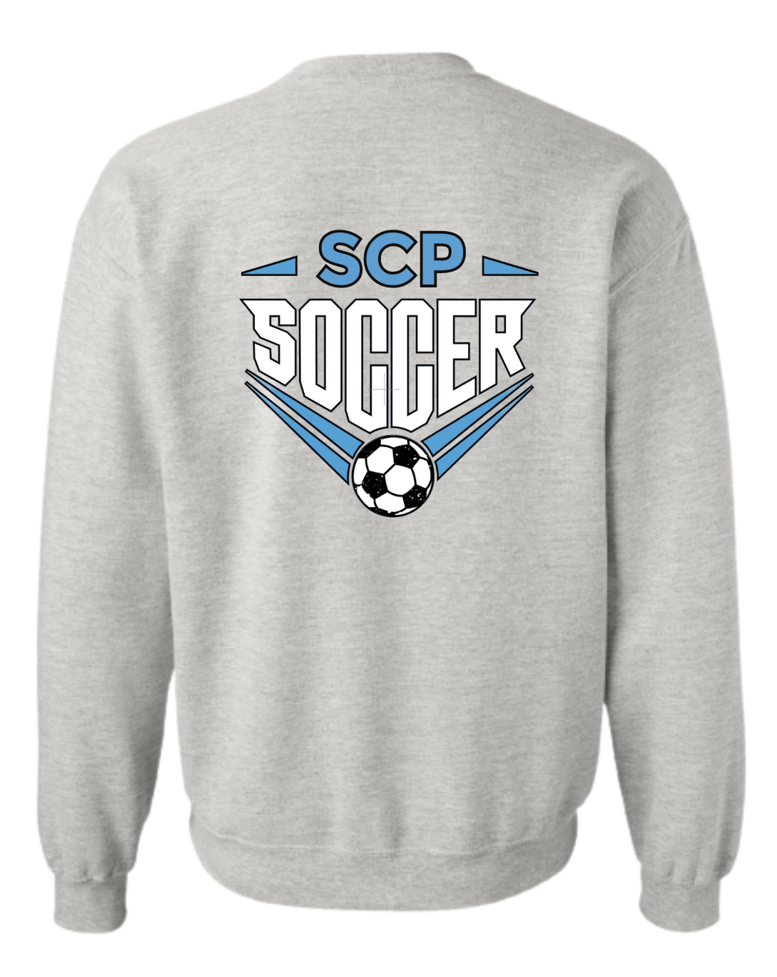 Crewneck Sweatshirt-SCP SOCCER Center Back Design with option of Player # on sleeve