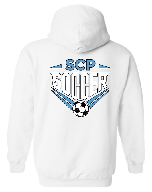 Youth Hoodie Sweatshirt-SCP SOCCER Center Back Design with option of Player # on sleeve