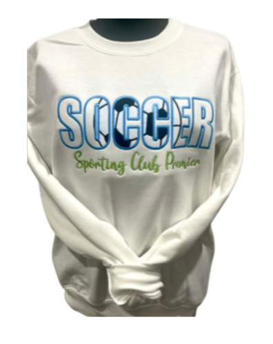 Crewneck Sweatshirt-EMBROIDERED "Soccer" with GLITTER Ball-Sporting Club Premier