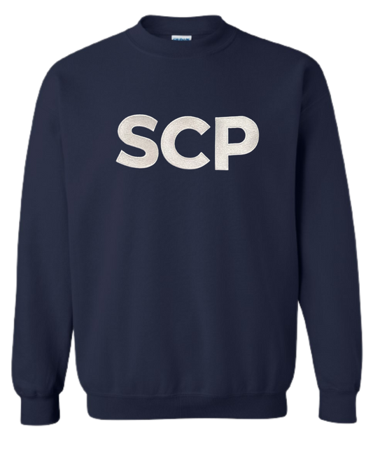 Crewneck Sweatshirt-EMBROIDERED SCP White Center Chest Logo