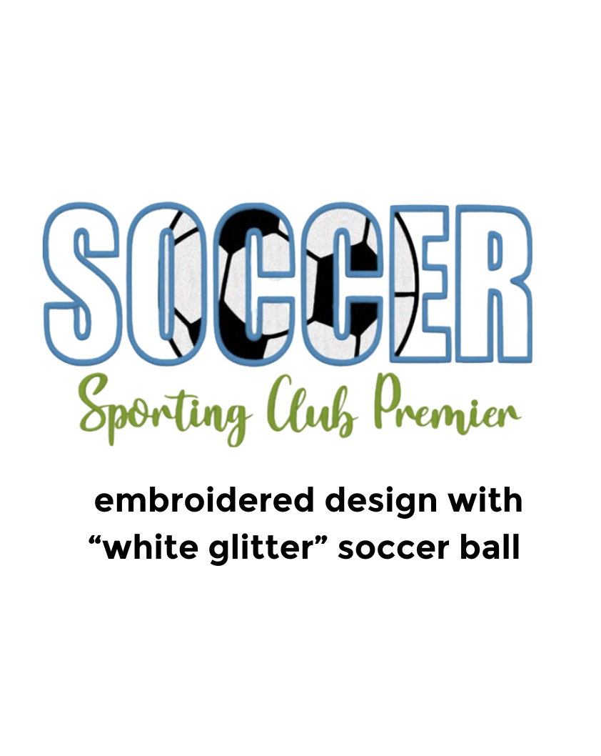 Crewneck Sweatshirt-EMBROIDERED "Soccer" with GLITTER Ball-Sporting Club Premier