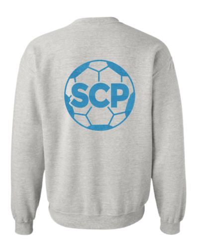 SCP Crewneck Sweatshirt – “SCP” Soccer Ball -Back Design (Glitter) – Adult