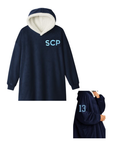 SCP Oversized Sweatshirt Blanket – Embroidered Left-Chest Logo (Player Number on Sleeve – Optional) – Adult/Young Adult