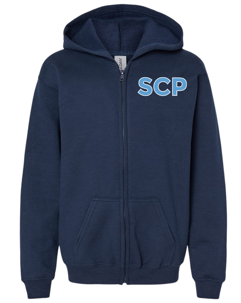 SCP Full-Zip Hoodie – “PDA/SCP” Left-Chest Logo – Youth
