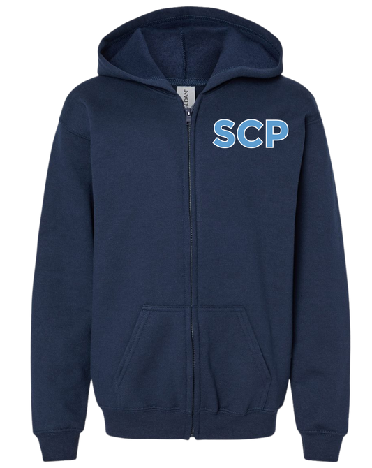 SCP Full-Zip Hoodie – “PDA/SCP” Left-Chest Logo – Youth